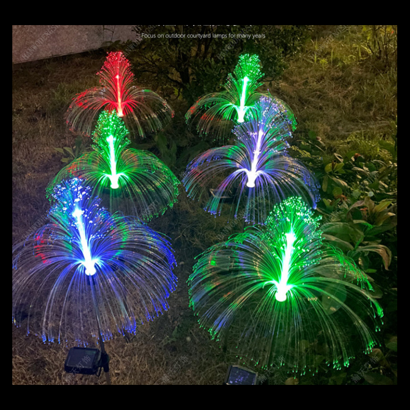 Solar fiber optic jellyfish lamp