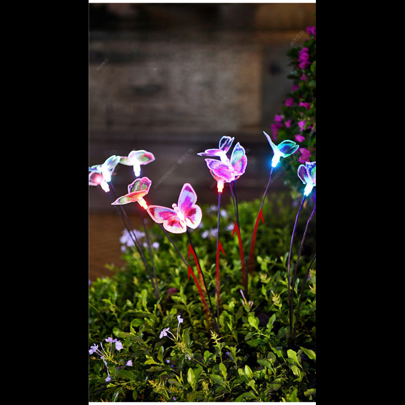 LED three-headed butterfly ground lamp