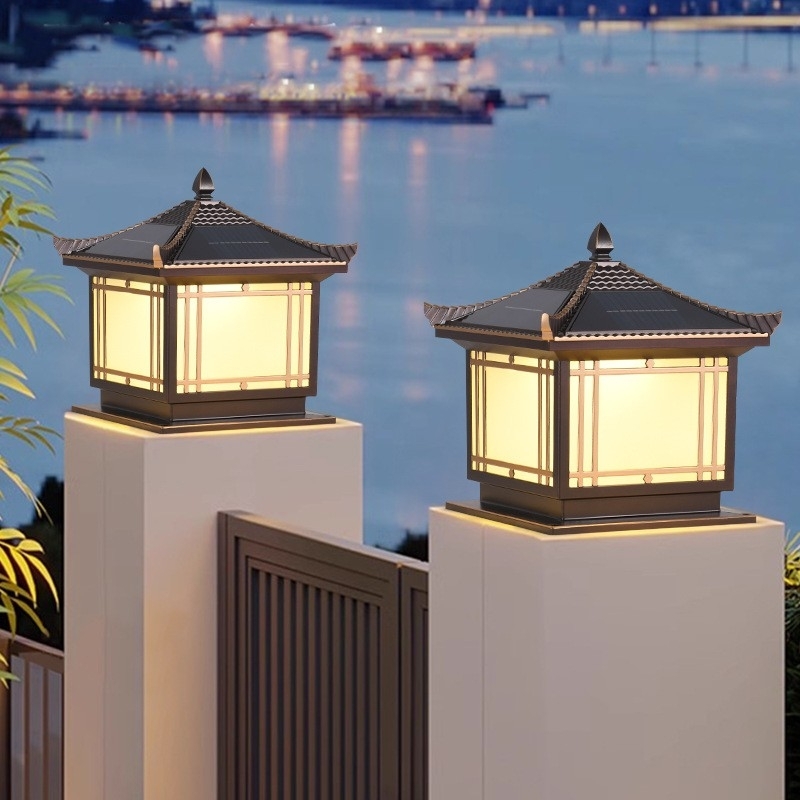 LED solar column cap light